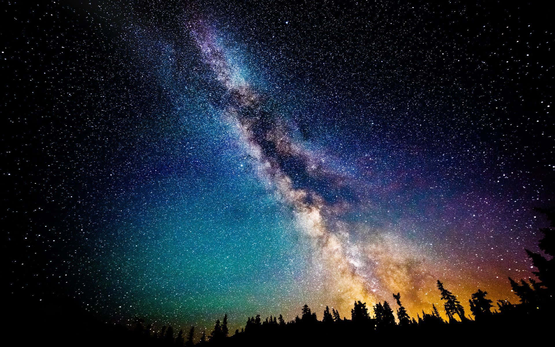 The Milky Is Seen Above A Forest Of Trees Wallpaper