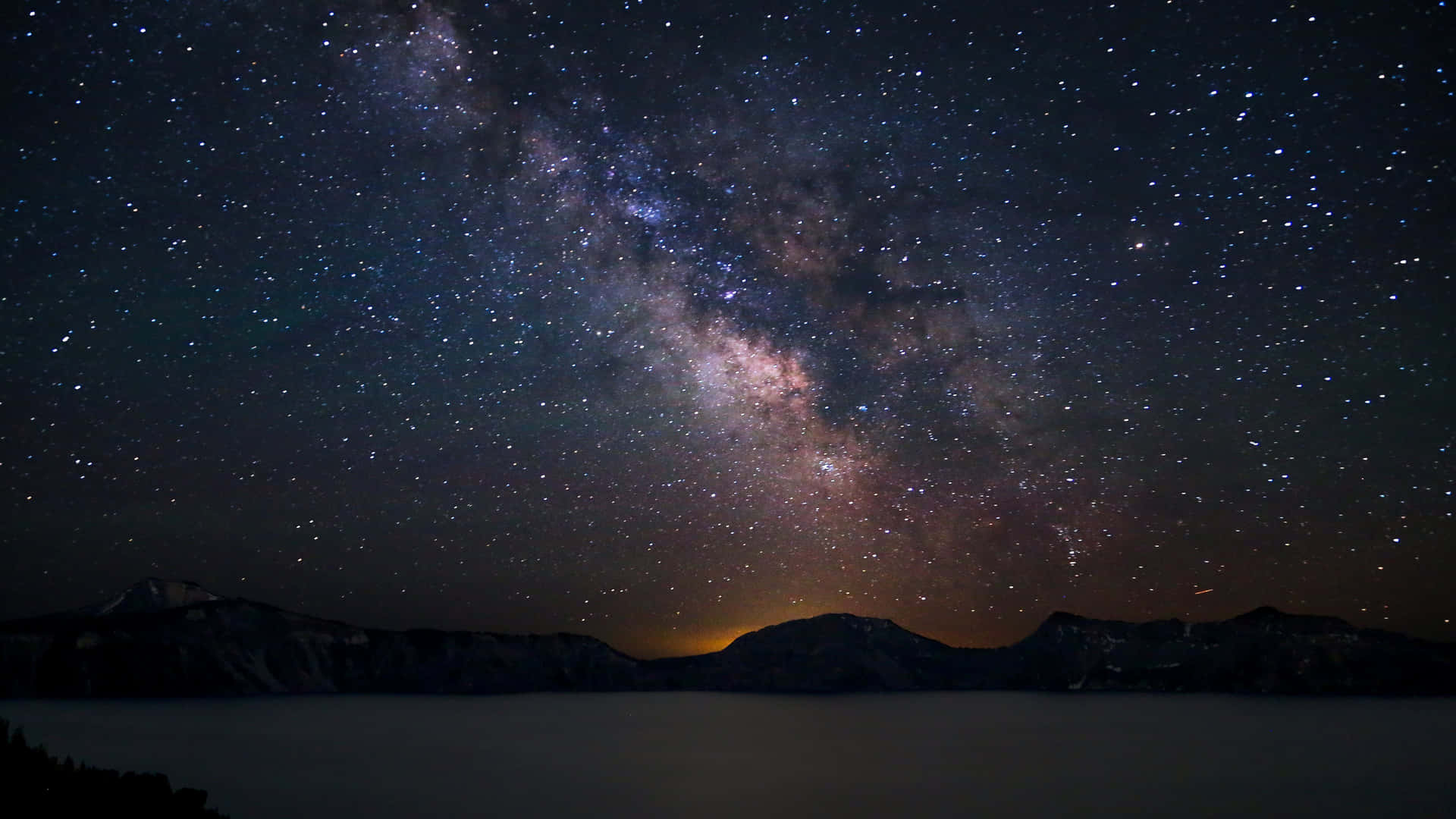 The Milky Over A Lake With Mountains In The Background Wallpaper