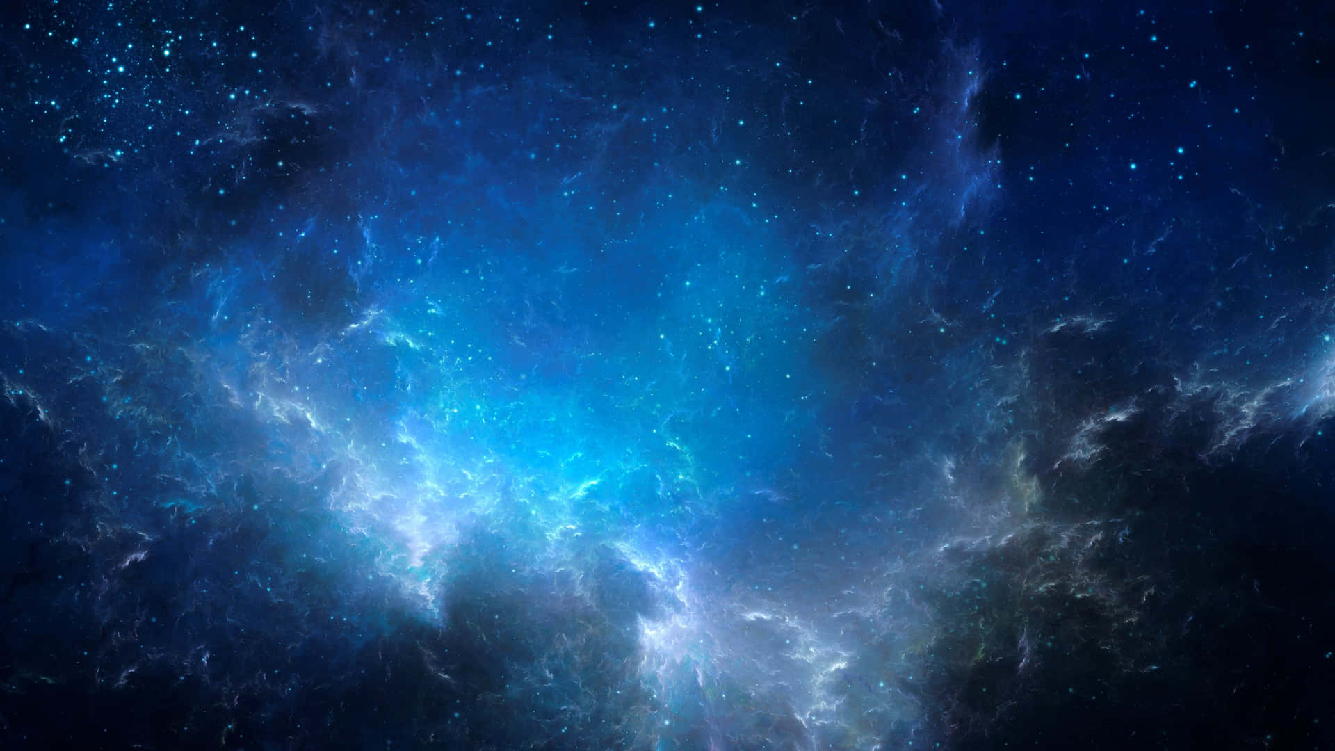 A Blue Space With Stars And Clouds Wallpaper