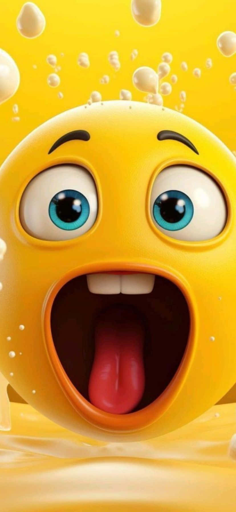 Startled Yellow Emoji Splash Background Wallpaper