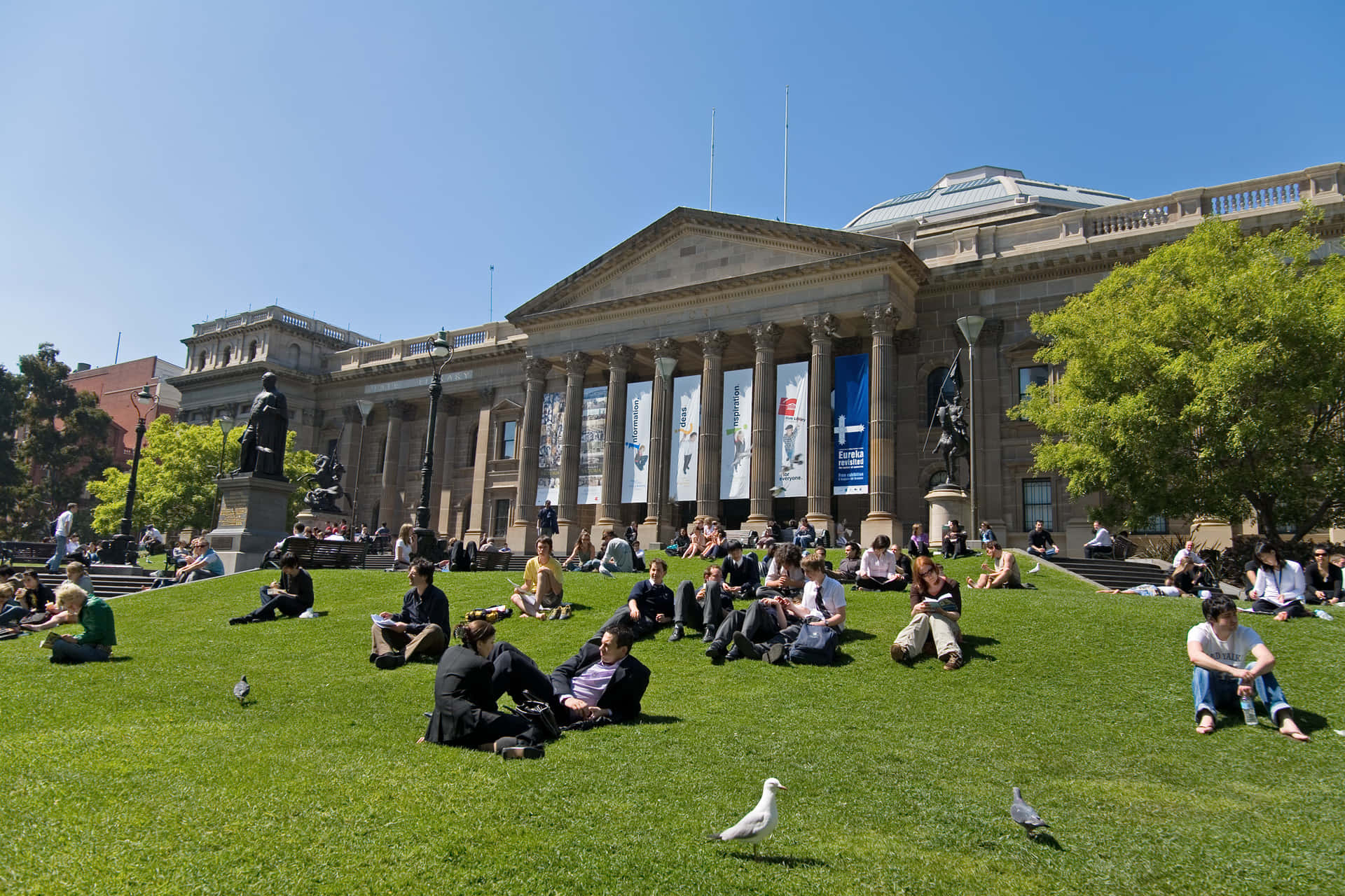 State Library Lawn Gathering Wallpaper