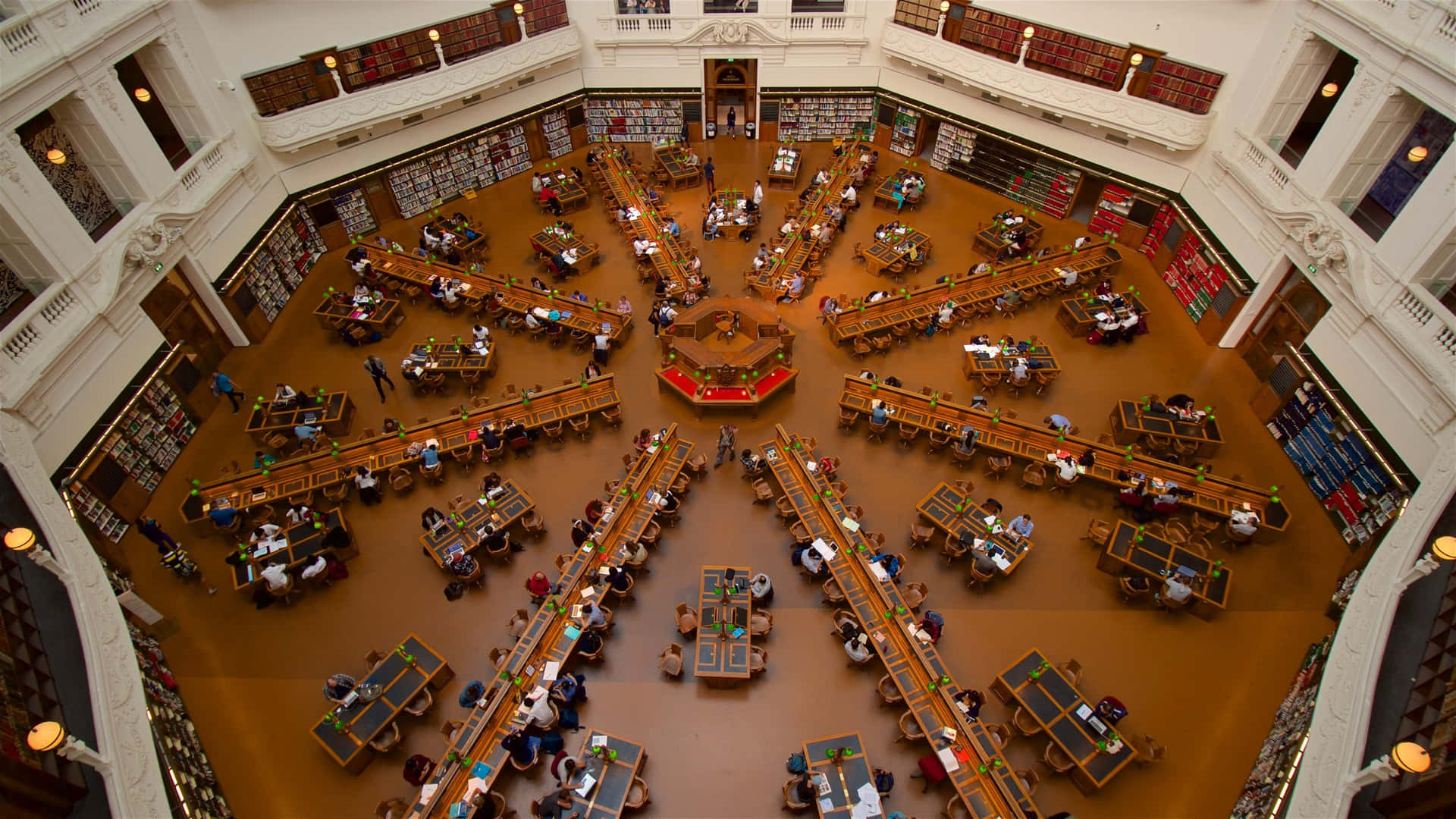 State Library Reading Room Overhead View Wallpaper