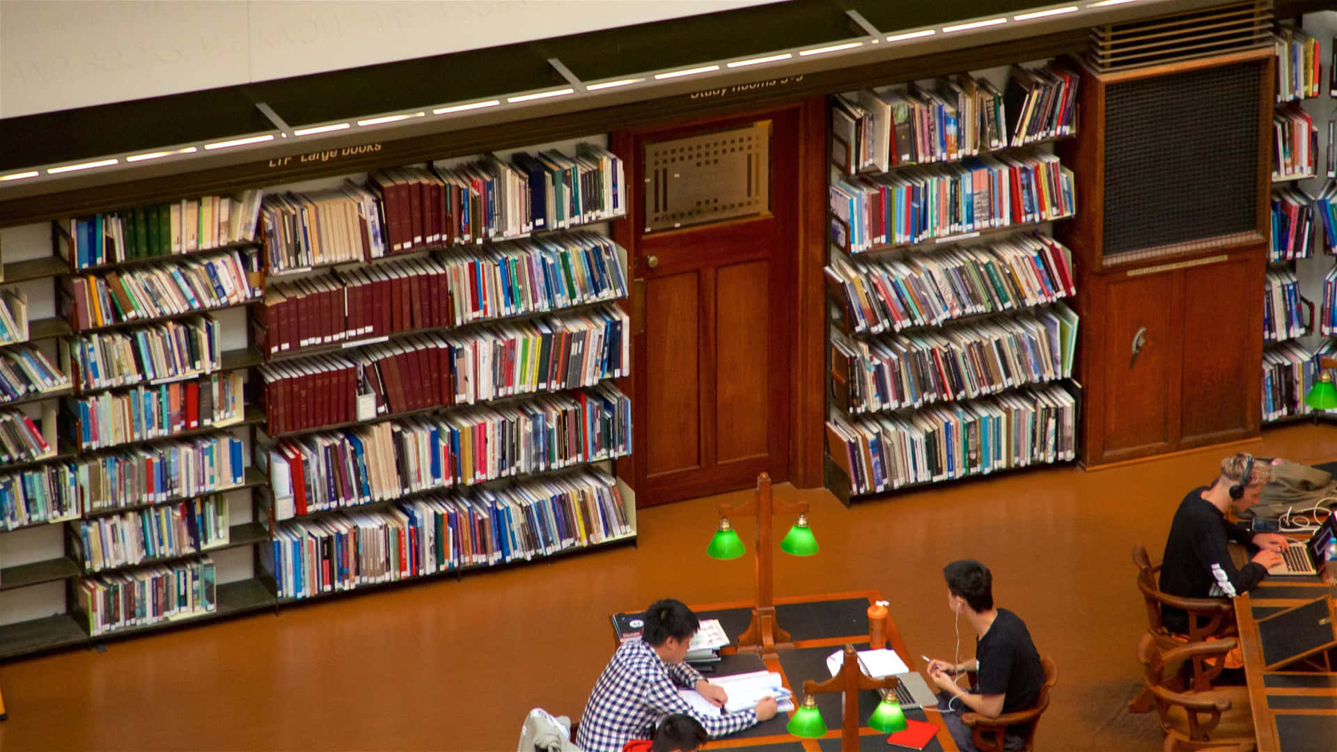 Staatsbibliotheek Studiegebied Met Boekenplanken Achtergrond