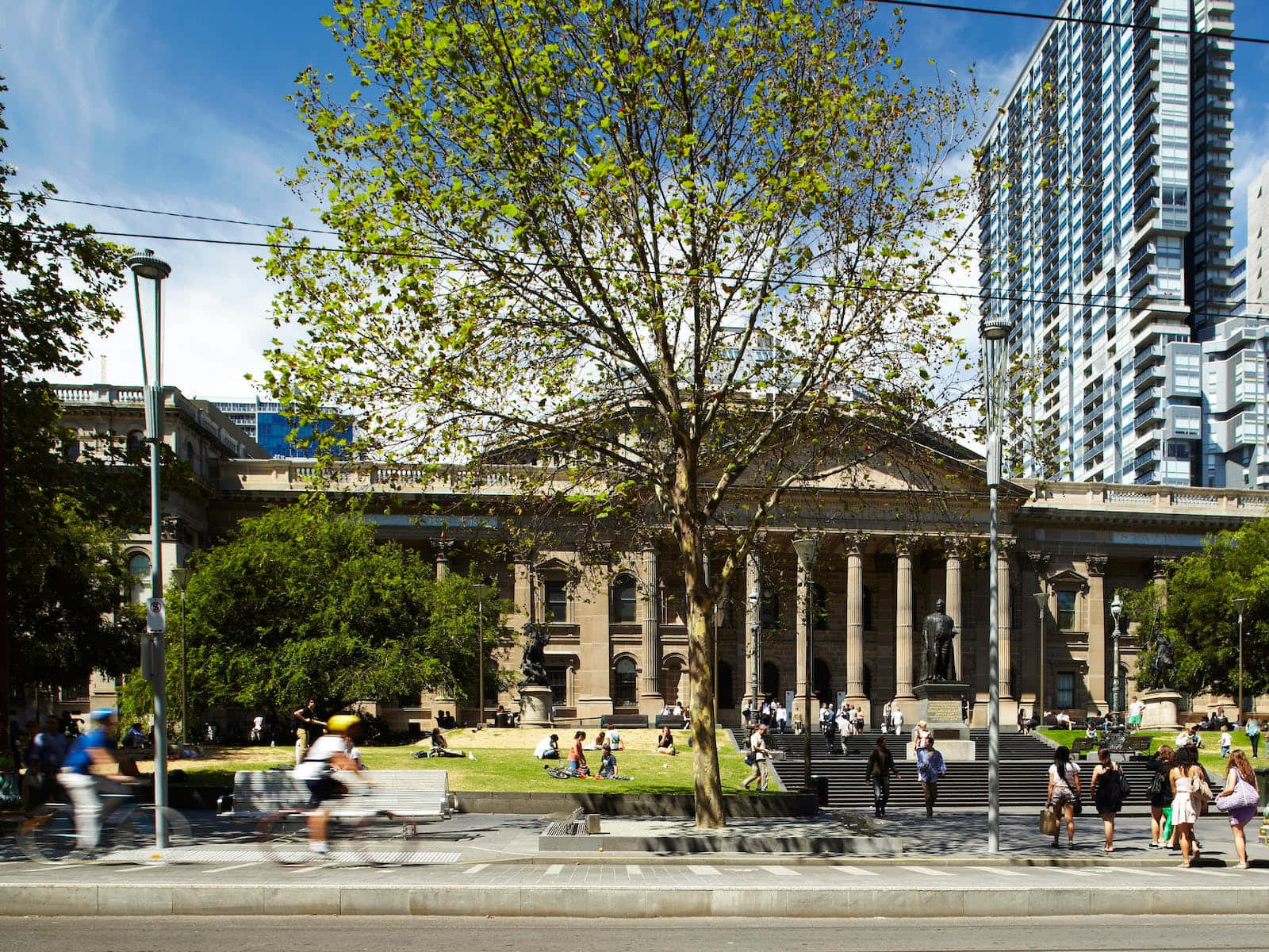 State Librarywith Urban Backdrop Wallpaper