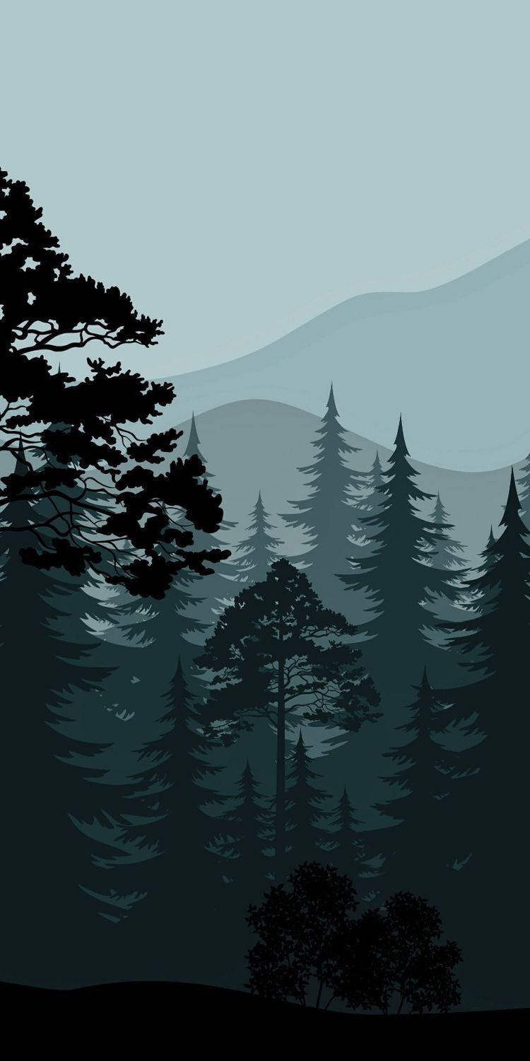 Static Digital Forest Art Wallpaper