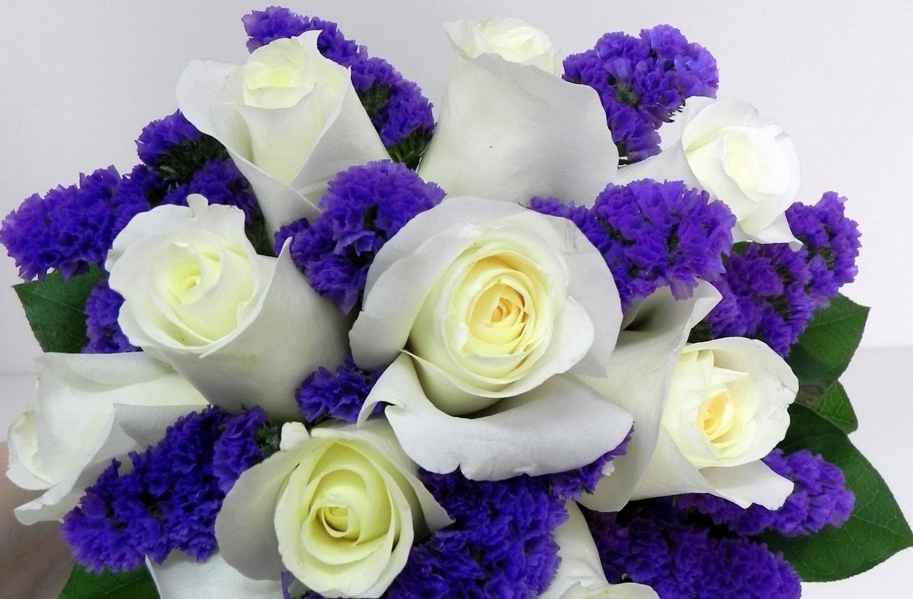 Static White And Purple Flowers Wallpaper