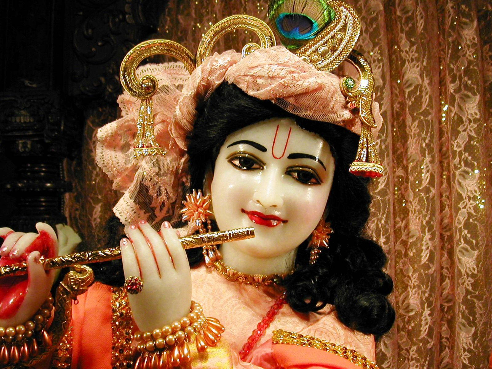 Statua Di Krishna Desktop Con La Pelle Bianca Sfondo