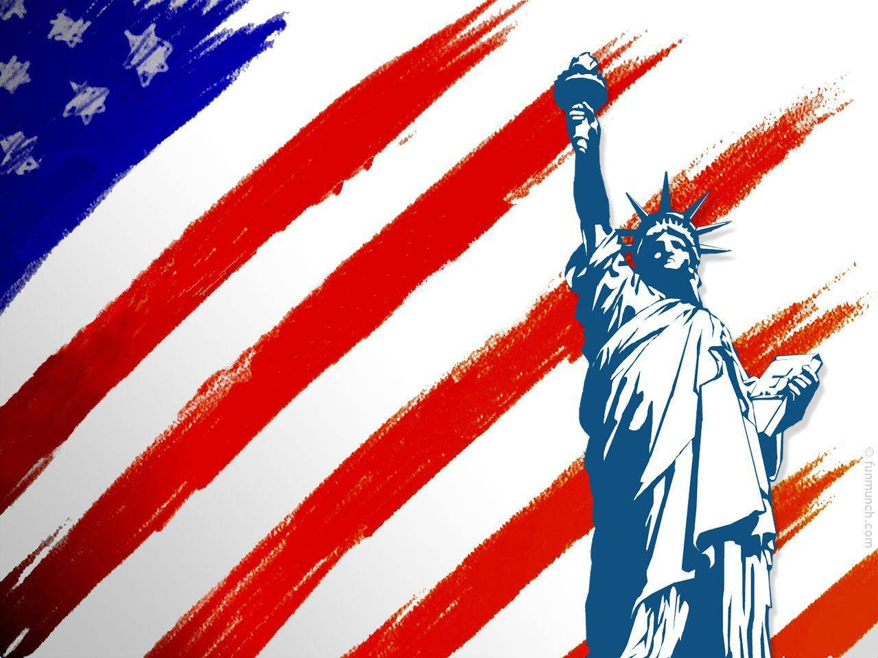 Statue Of Liberty Us Flag Background