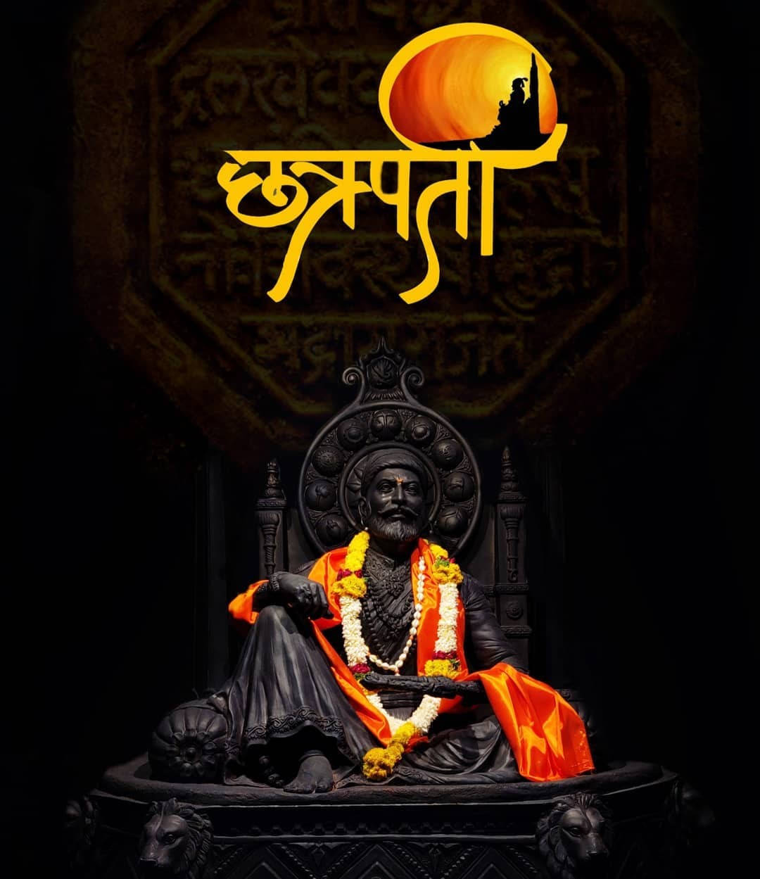 Download Statue Of Shivaji Maharaj With Orange Cloth Wallpaper ...