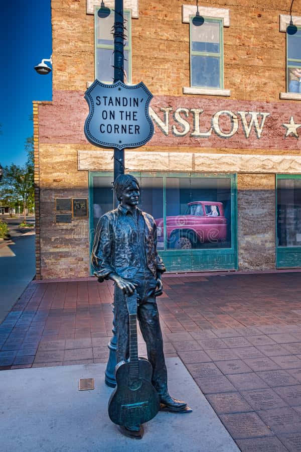 Statuadi Street Winslow, Arizona, Stati Uniti Sfondo