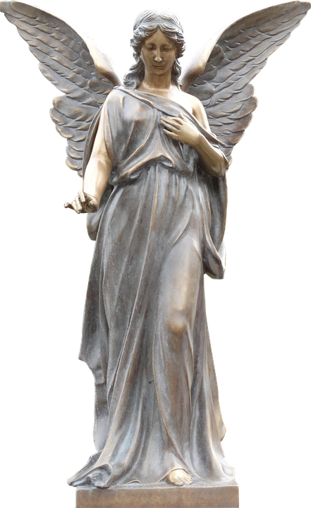 Statueof Angelwith Spread Wings PNG