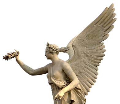 Statuesque Angel Holding Flowers PNG