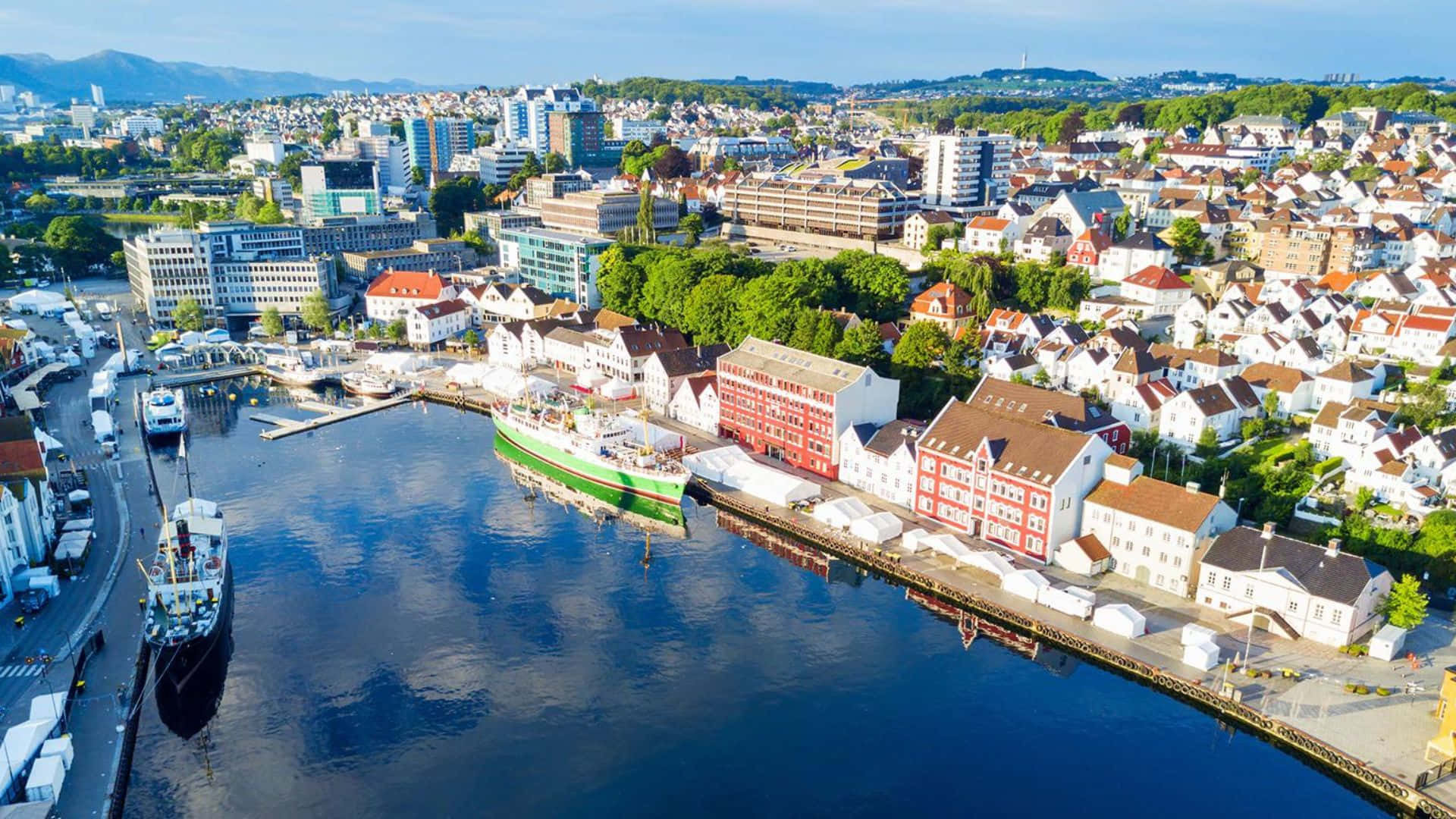 Stavanger Norway Aerial View Harbor Wallpaper