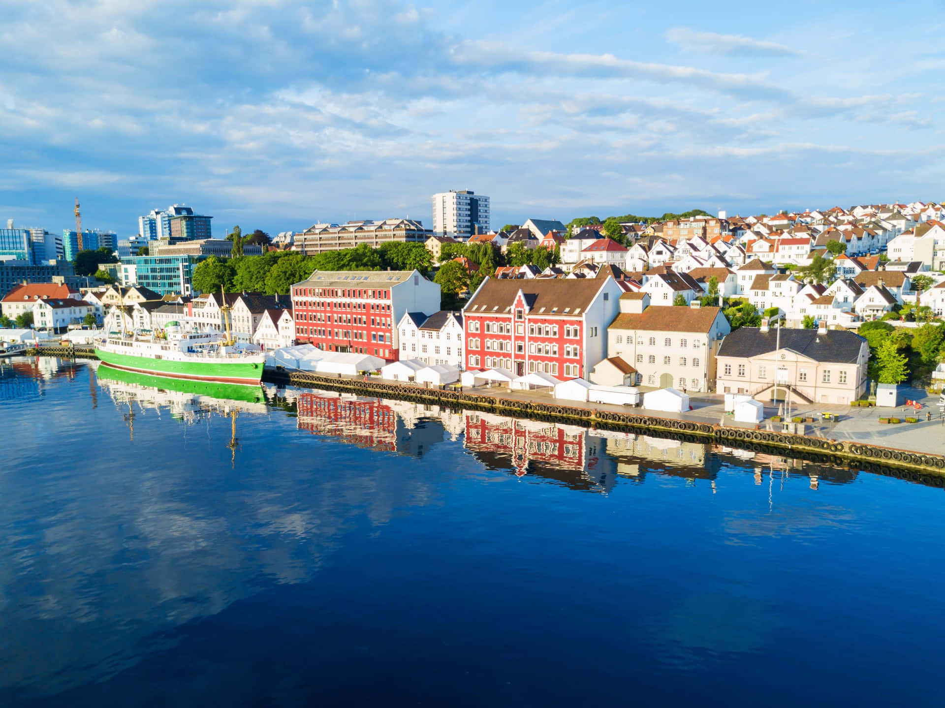 Stavanger Waterfront Aerial View Wallpaper