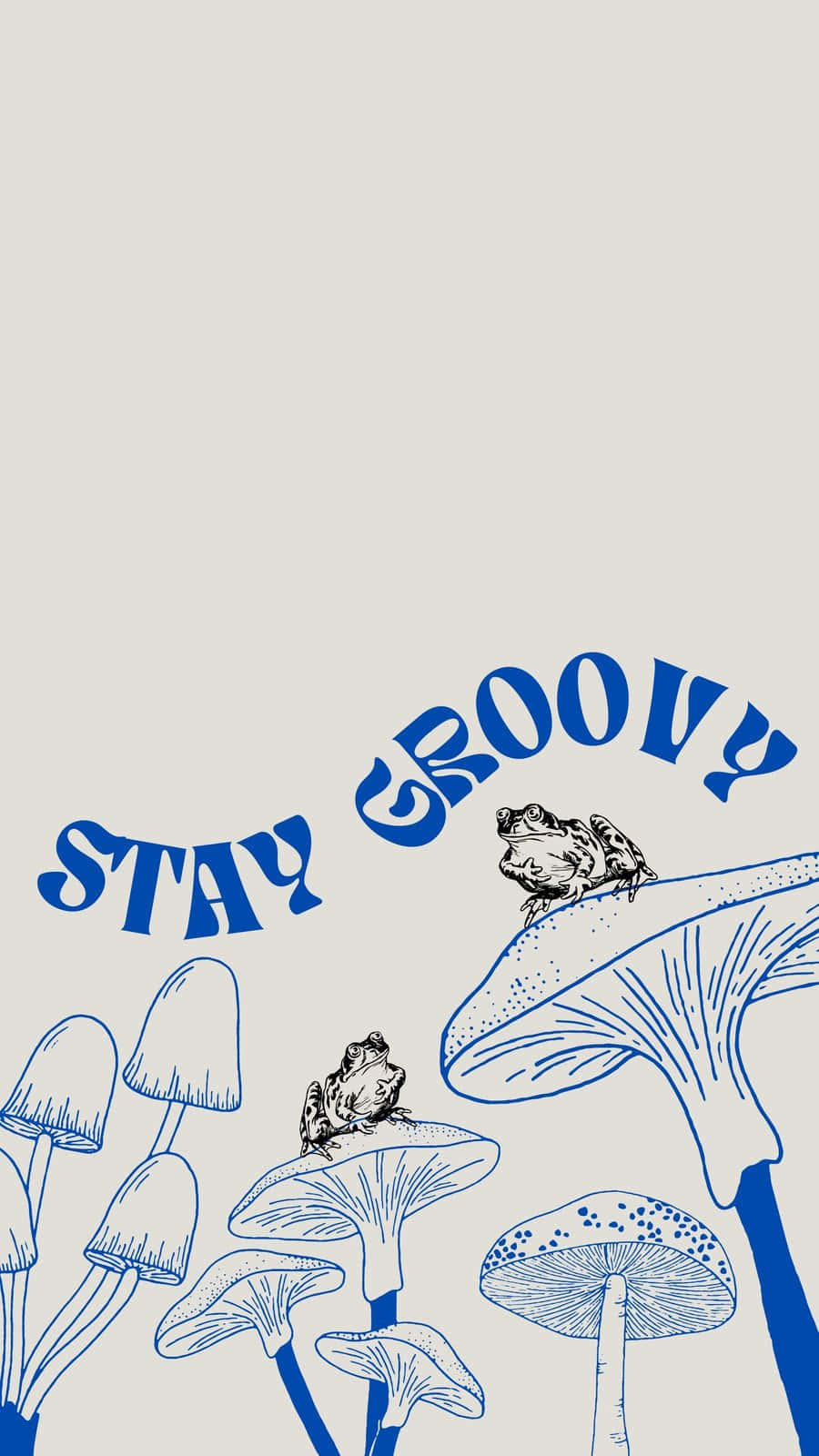 Stay Groovy Frogs Mushrooms Art Wallpaper