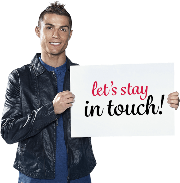 Stay In Touch Ronaldo Holding Sign PNG