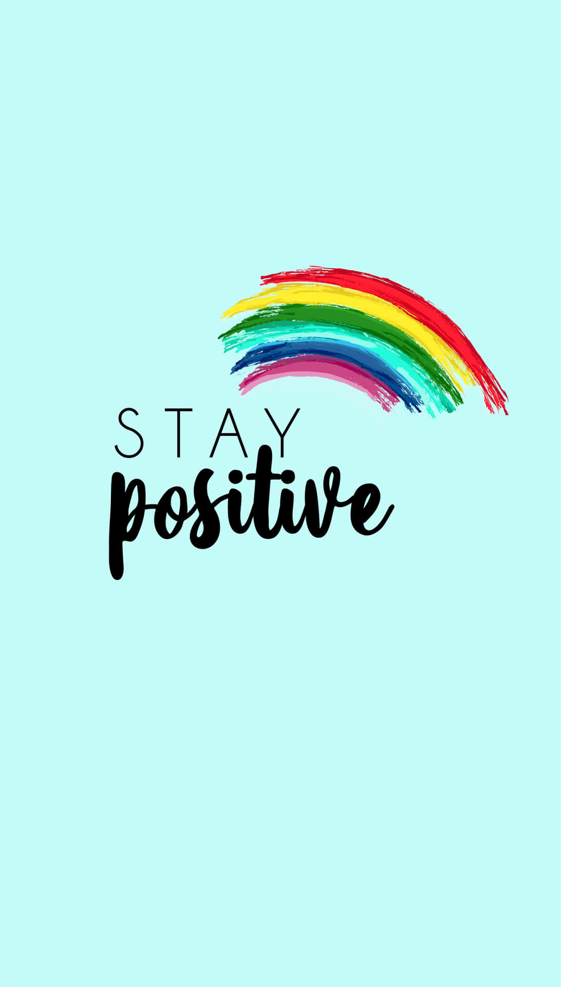 Stay Positive - A Rainbow On A Blue Background Wallpaper