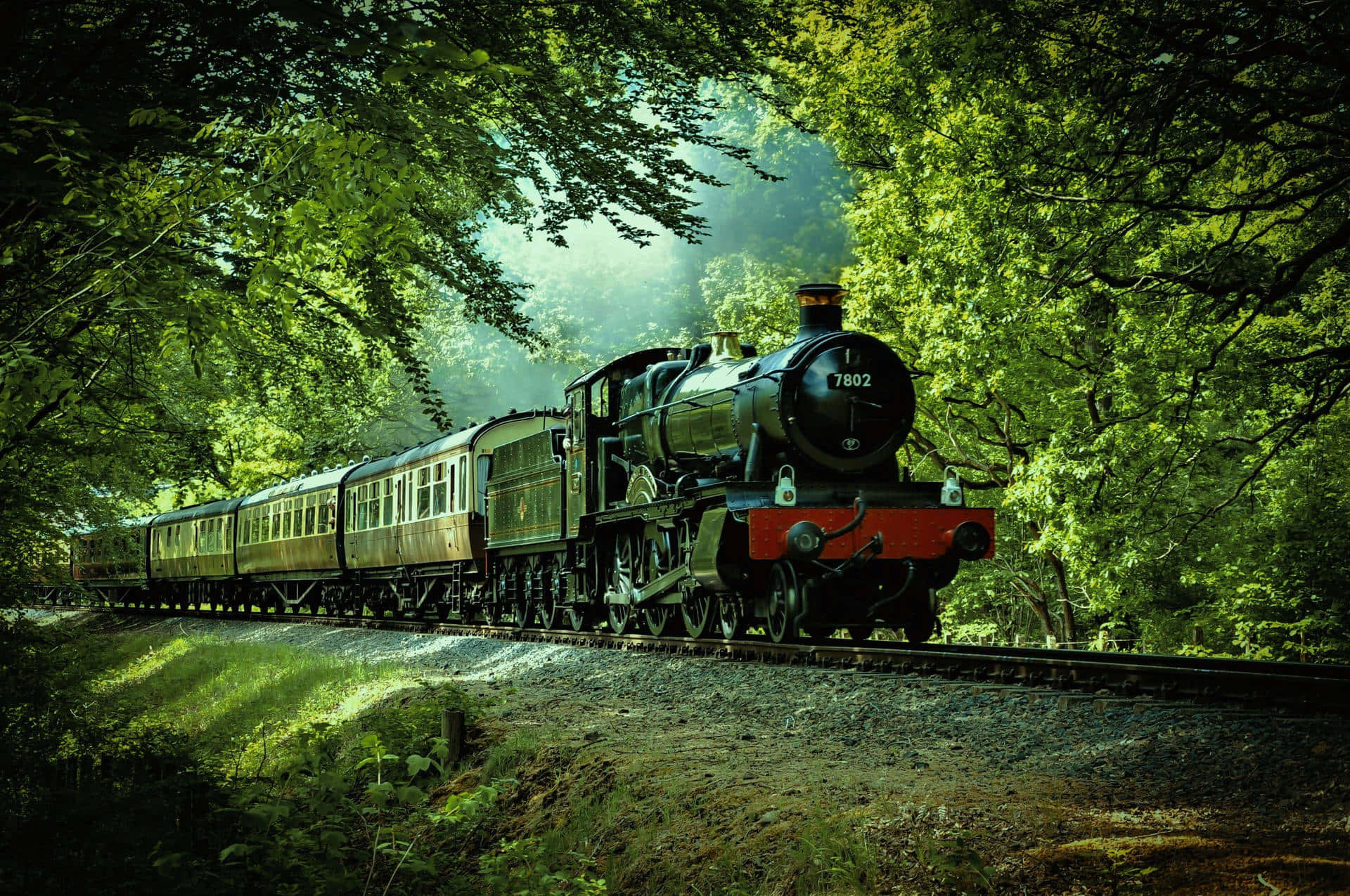 Steam Engine Train Passing Through A Forest Wallpaper