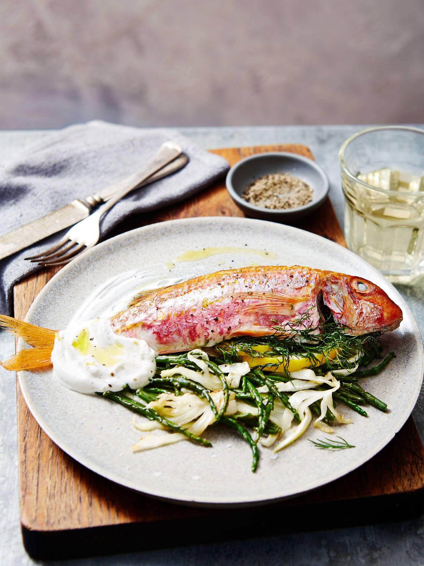 Steamed Red Mullet With Poached Egg Wallpaper