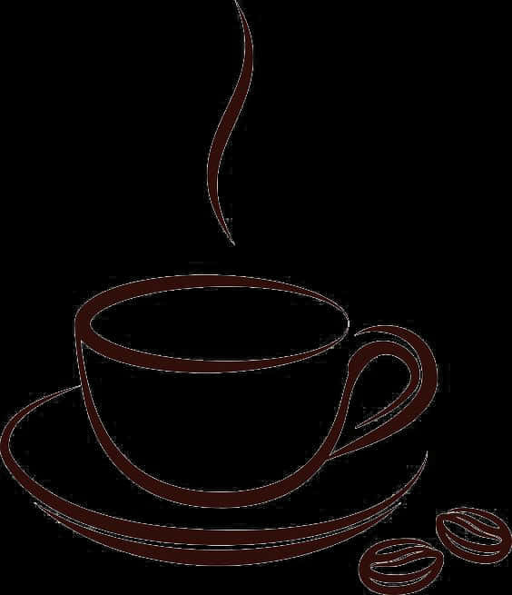 Steaming Coffee Cup Outline PNG