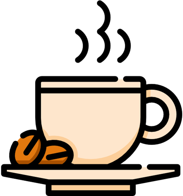 Steaming Coffee Cupand Beans Graphic PNG