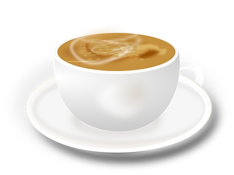 Steaming Coffee Cupon Saucer PNG