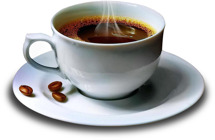 Steaming Coffee Cupwith Beans.png PNG
