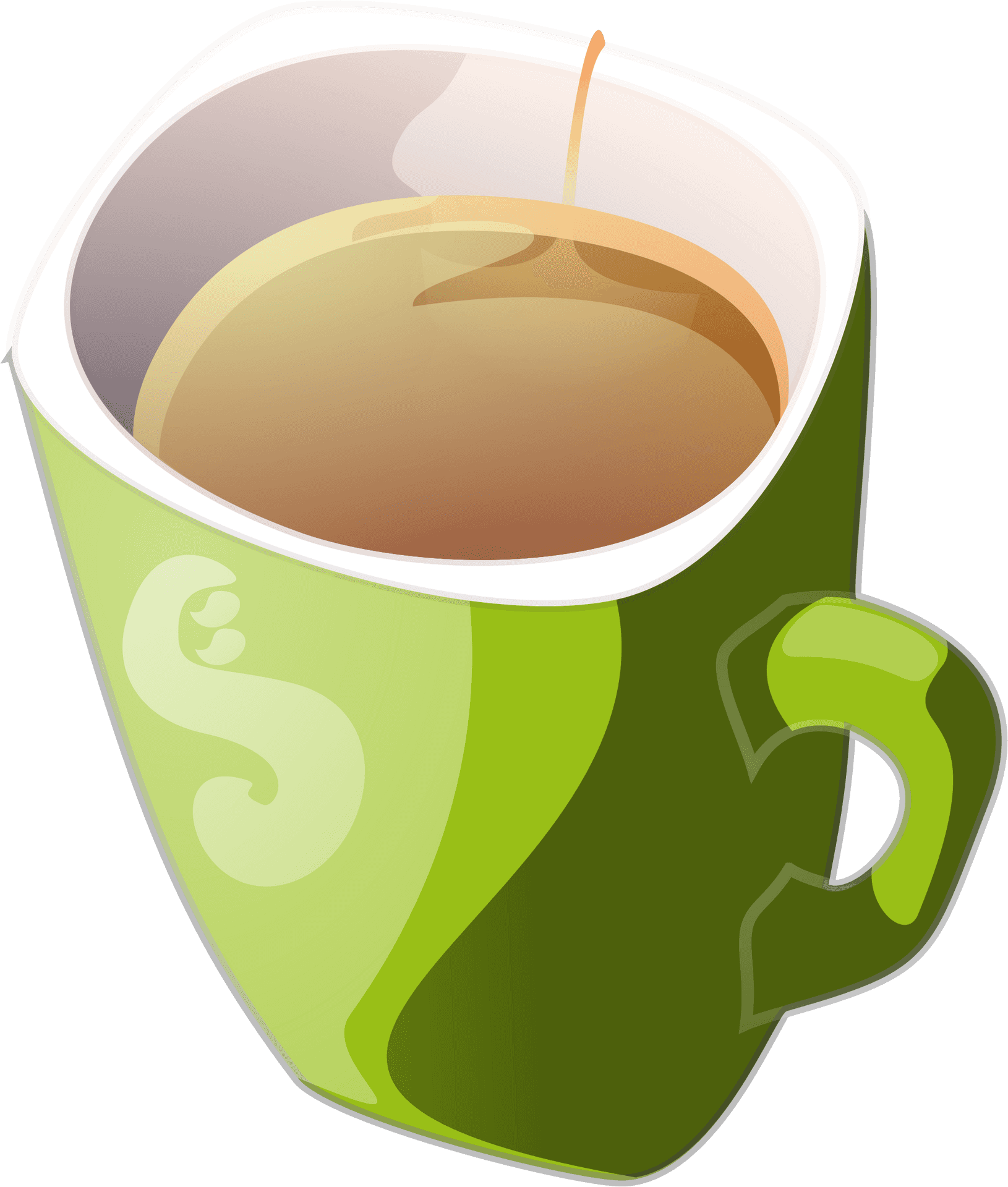 Steaming Green Tea Cup Graphic PNG