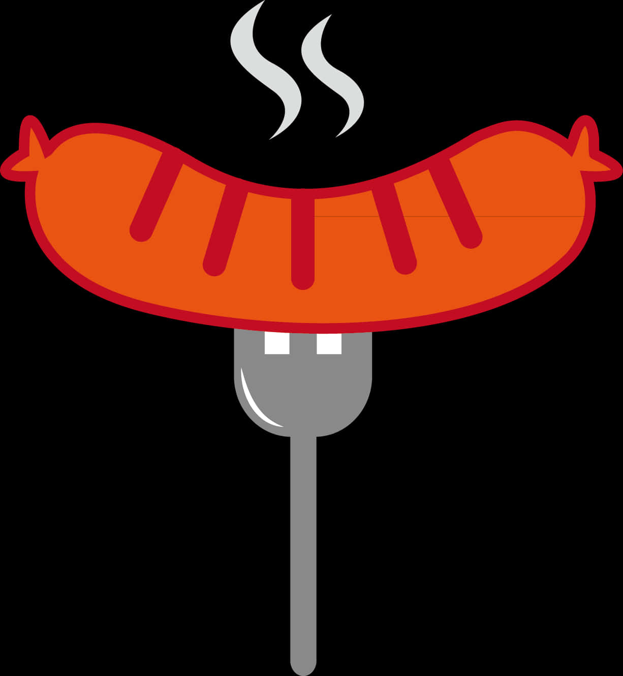 Steaming Hot Dogon Fork PNG