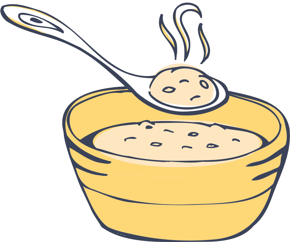 Steaming Oatmeal Bowl Cartoon PNG