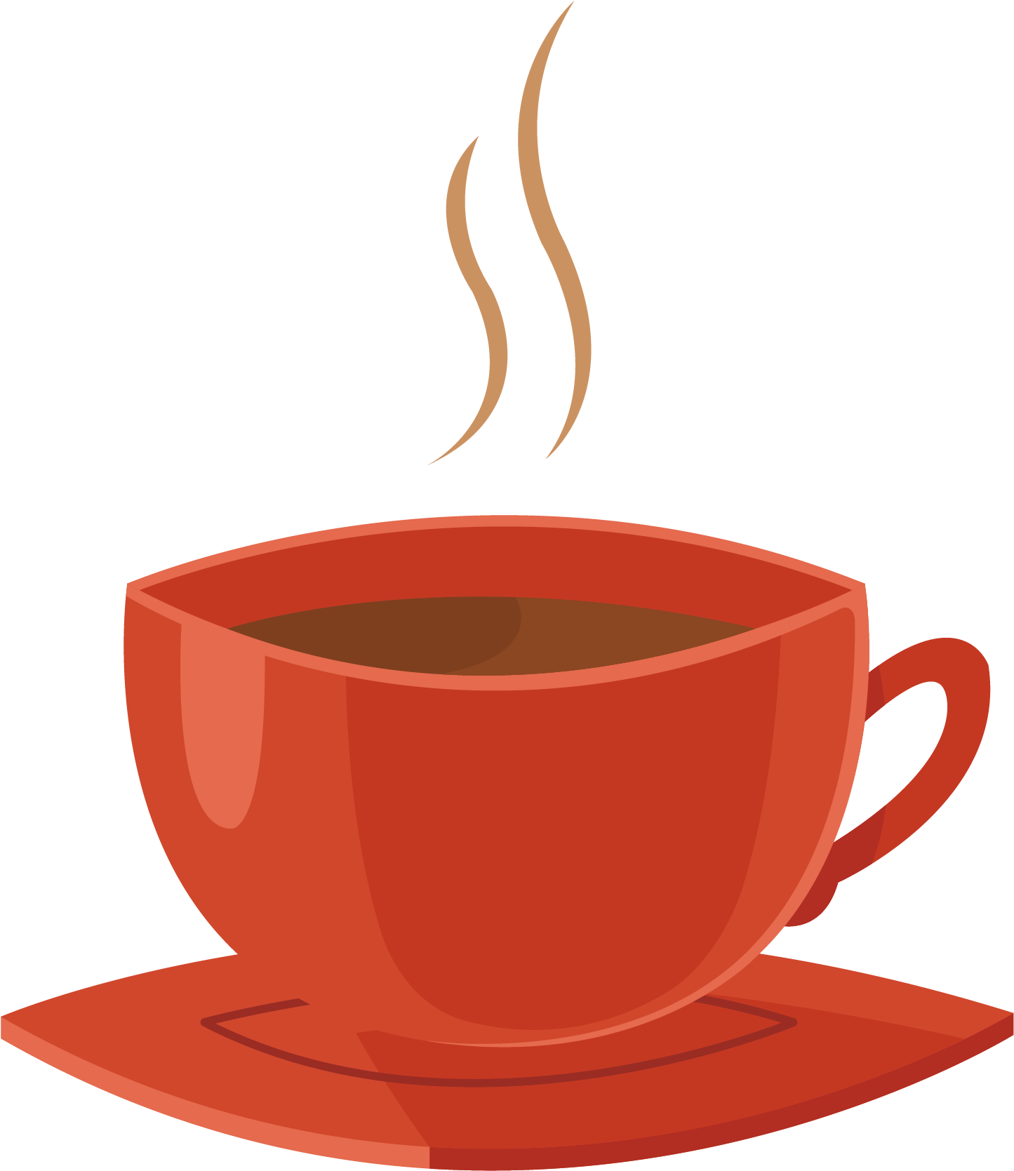 Steaming Red Coffee Cup Vector PNG