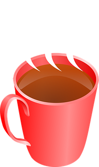 Steaming Red Coffee Mug Clipart PNG