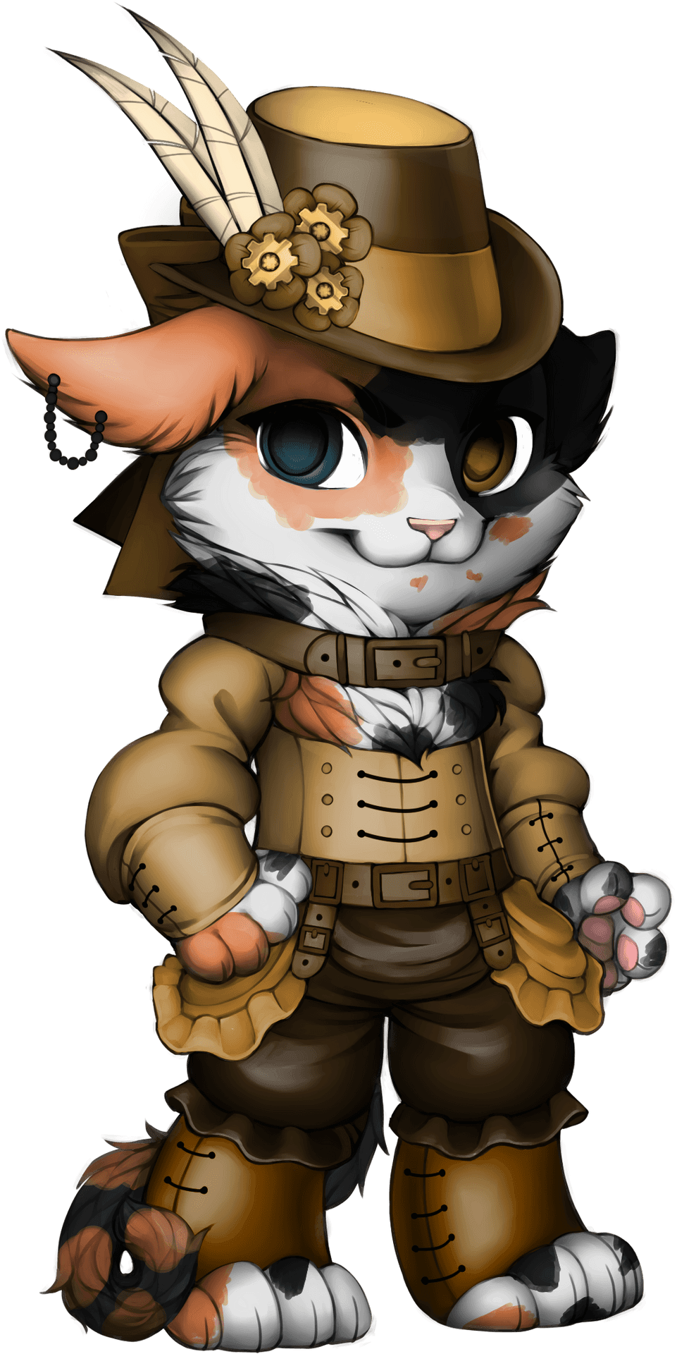 Steampunk Calico Cat Character PNG