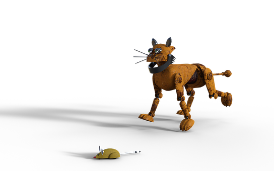 Steampunk Cat Chasing Mouse PNG