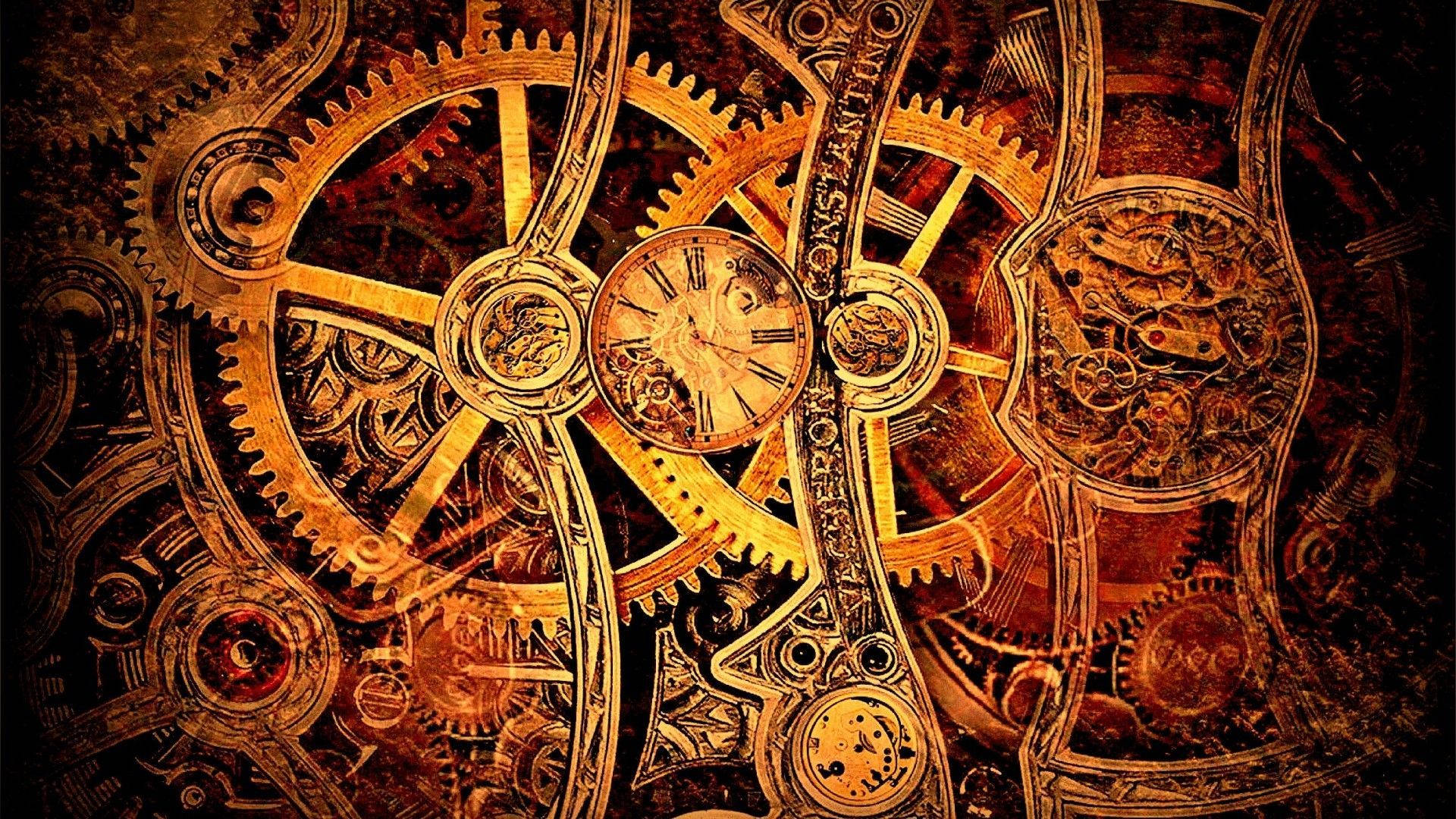 Steampunk Clock Telling Time Wallpaper