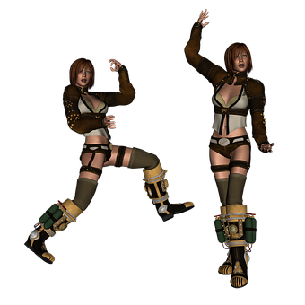 Steampunk Dancer Duo PNG