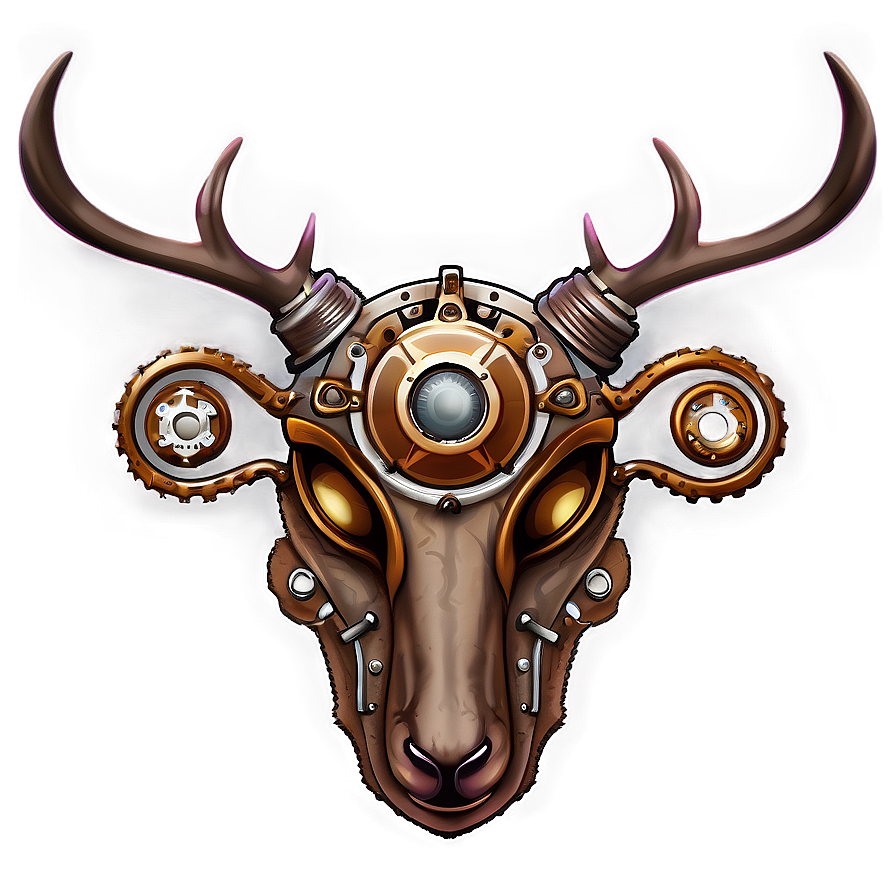 Steampunk Deer Head Design Png 06212024 PNG