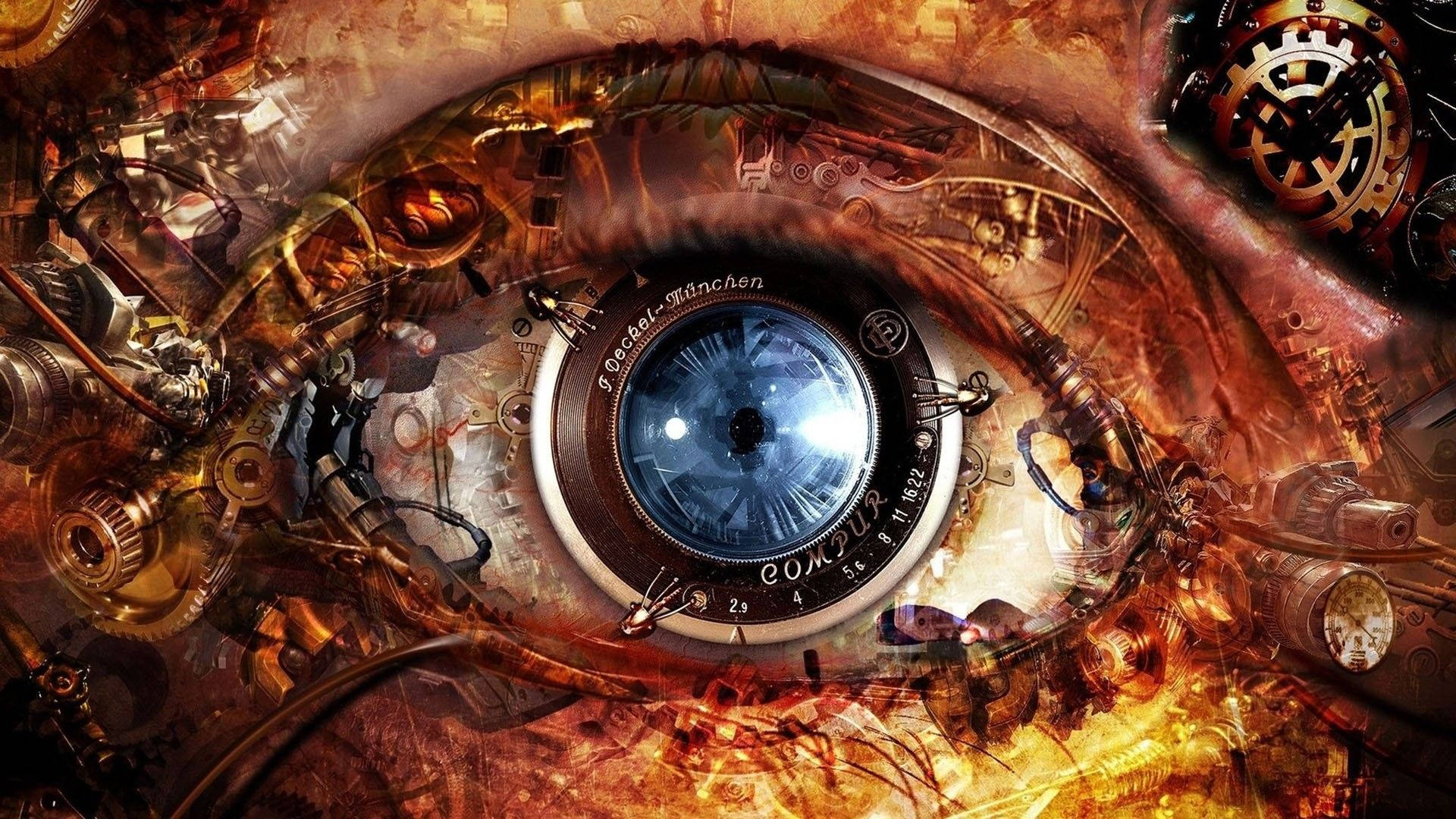 An Intriguing Steampunk Eye Artwork Wallpaper