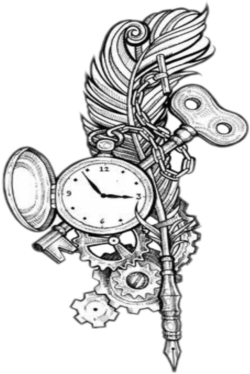Steampunk Featherand Timepiece Artwork PNG