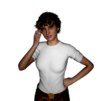 Steampunk Goggles Woman Portrait PNG