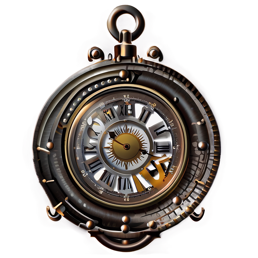 Steampunk Iron Clock Png 05242024 PNG