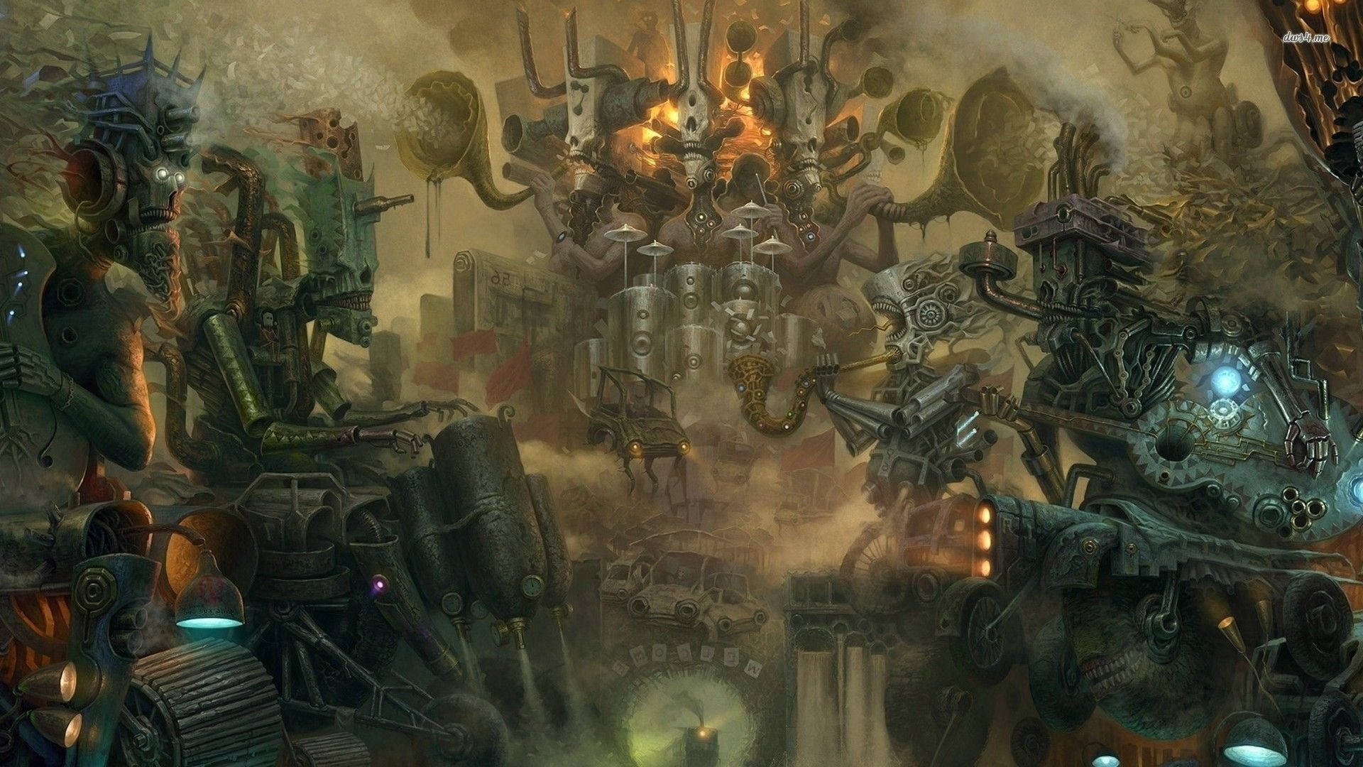 A mechanical marvel of steampunk machinery Wallpaper