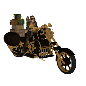 Steampunk Motorcycle Adventure PNG