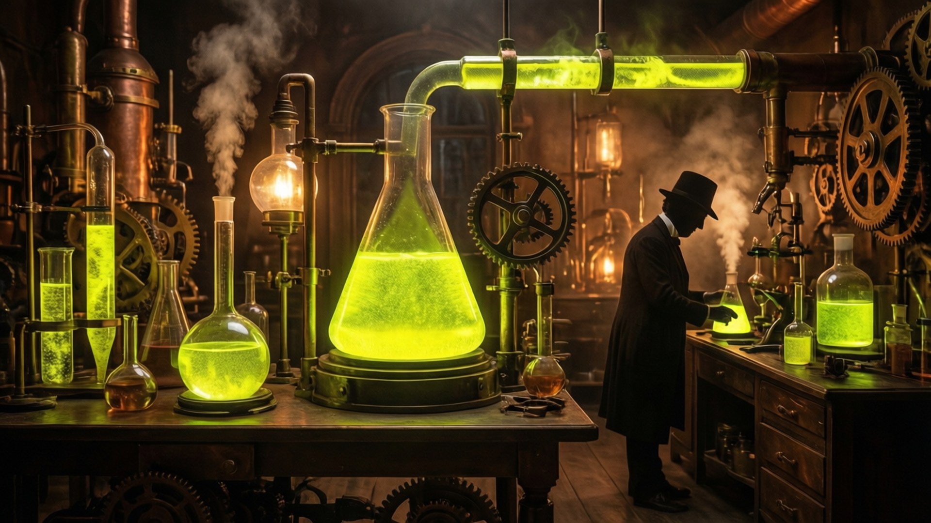 Laboratorium Steampunk Fosfor Wallpaper