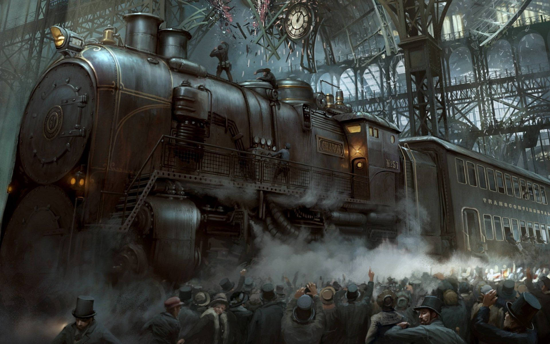 A Steampunk-Inspired Train Powered by Steam Wallpaper