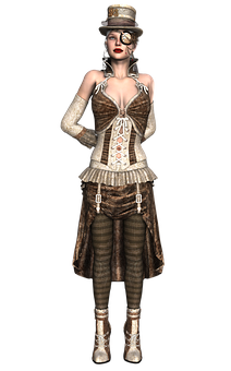 Steampunk Style Female Character PNG