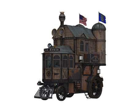 Steampunk_ Train_ House_ Concept_ Art PNG