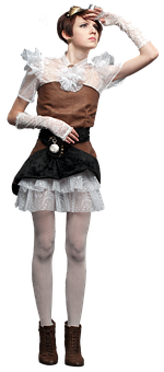 Steampunk Victorian Lady Posing PNG