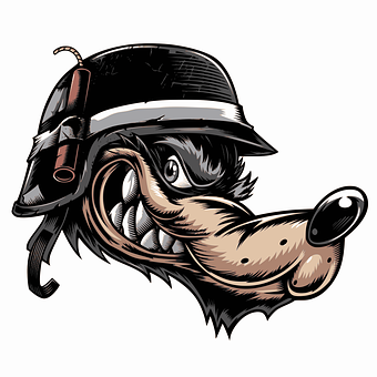 Steampunk Wolf Cartoon Illustration PNG