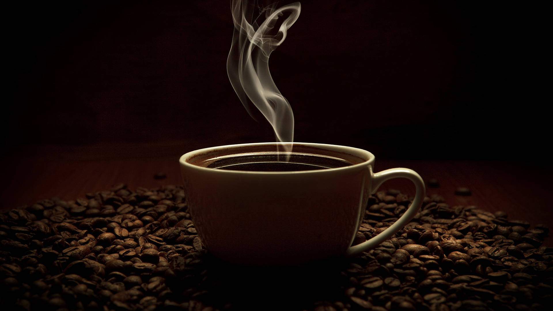 Steamy Coffee Dark Desktop Wallpaper